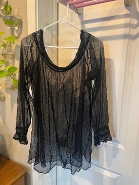 Victoria's Secret Black Sheer Lace Mesh Top